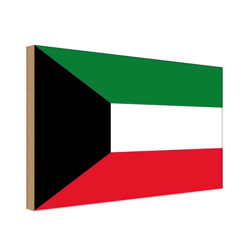 Holzschild 20x30 cm Kuwaits Kuwait Flagge Fahne Wappen