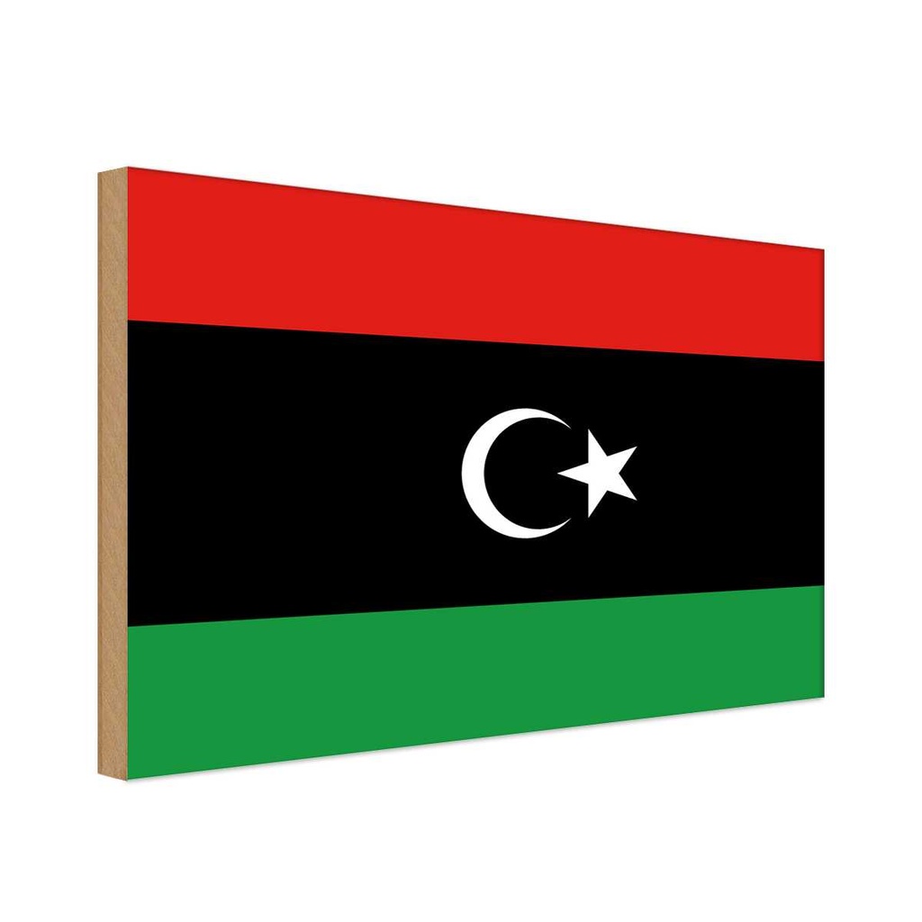 Holzschild 20x30 cm Libyens Libya Flagge Fahne Wappen
