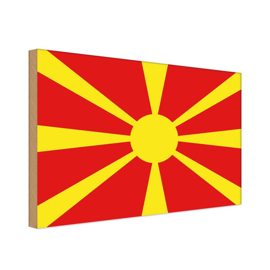 Holzschild 20x30 cm Mazedoniens Macedonia Flagge Fahne Wappen