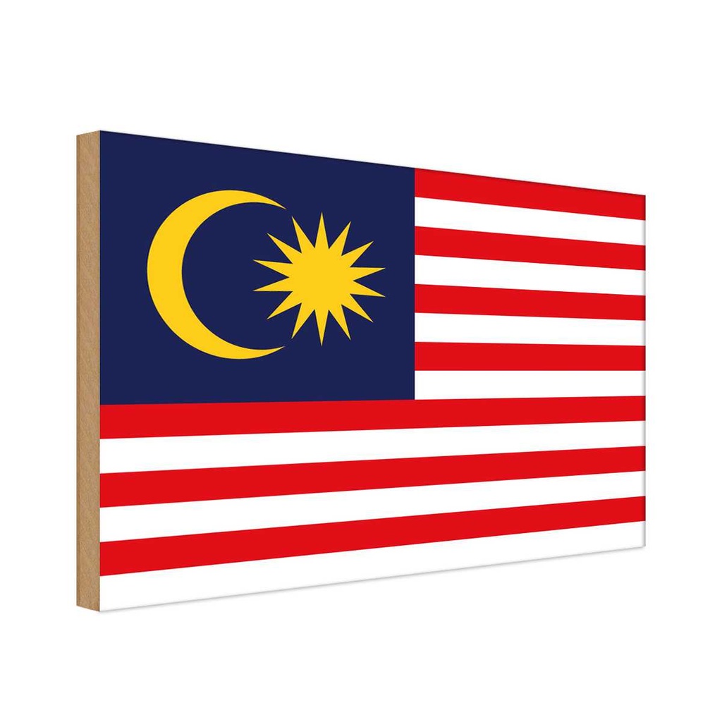 Holzschild 20x30 cm Malaysias Malaysia Flagge Fahne Wappen