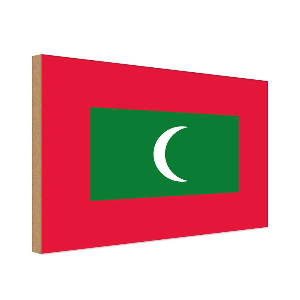 Holzschild 20x30 cm Malediven the Maldives Flagge Fahne Wappen
