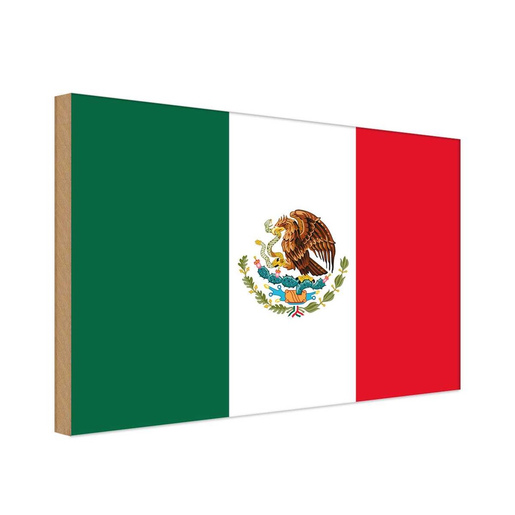 Holzschild 20x30 cm Mexikos Mexico Flagge Fahne Wappen