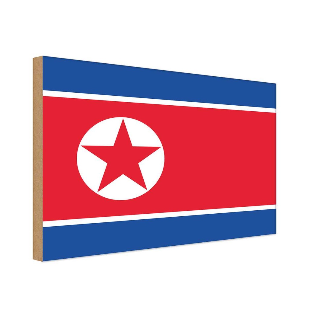 Holzschild 20x30 cm Nordkoreas North Korea Flagge Fahne Wappen
