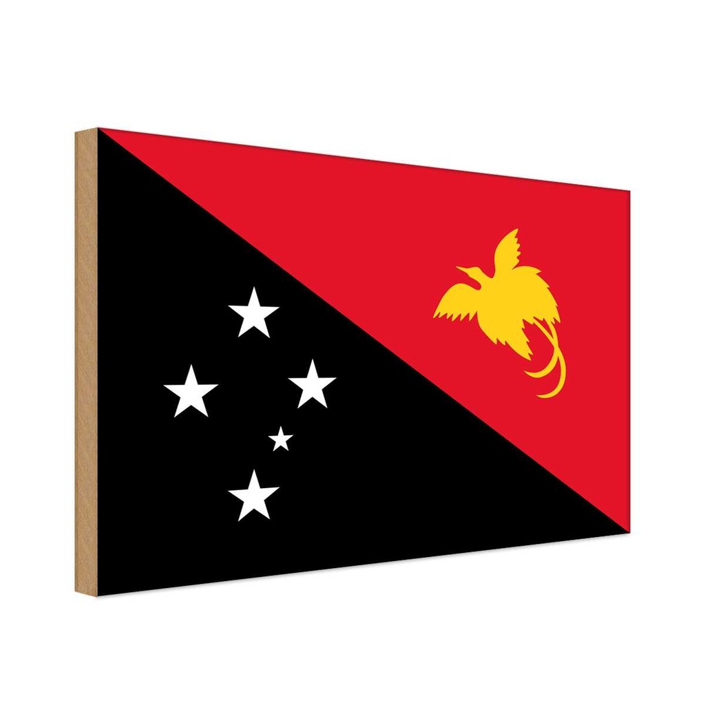 Holzschild 20x30 cm Papua?Neuguinea Papua New Guinea Flagge Fahne Wappen