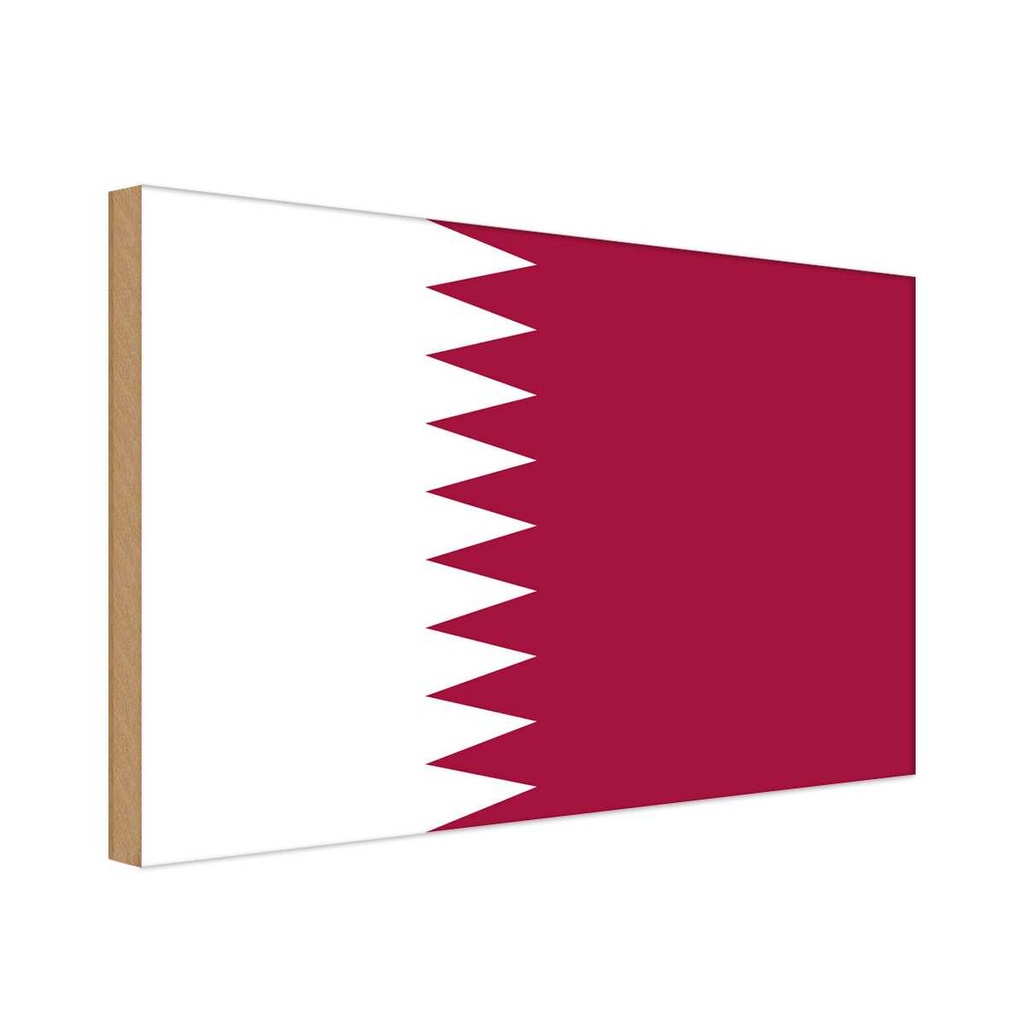 Holzschild 20x30 cm Katars Qatar Flagge Fahne Wappen