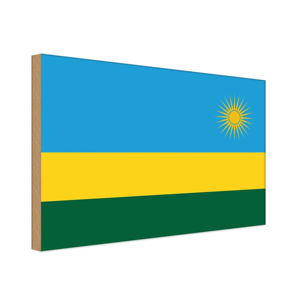 Holzschild 20x30 cm Ruandas Rwanda Flagge Fahne Wappen