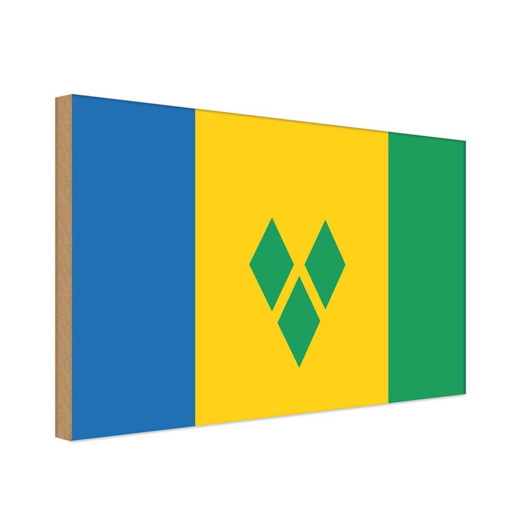 Holzschild 20x30 cm Saint Vincent und Grenadinen Flagge Fahne Wappen