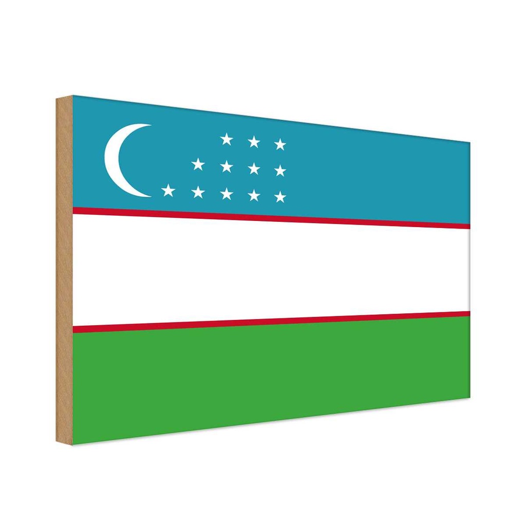 Holzschild 20x30 cm Usbekistans Uzbekistan Flagge Fahne Wappen