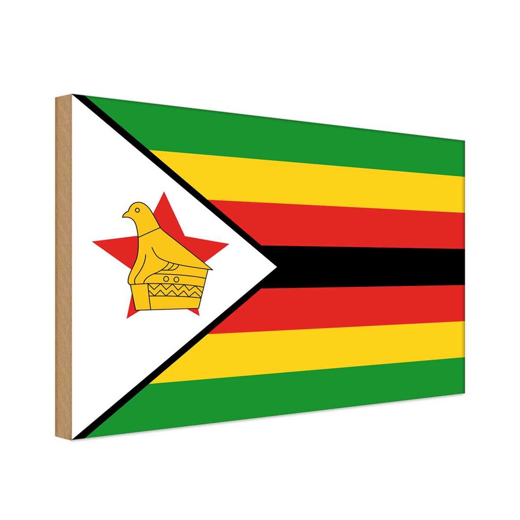 Holzschild 20x30 cm Simbabwes Zimbabwe Flagge Fahne Wappen