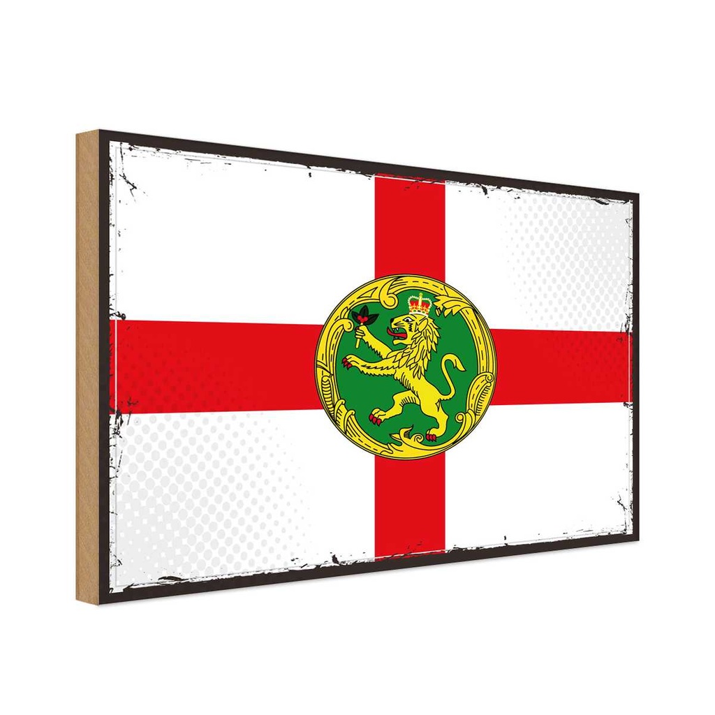 Holzschild 20x30 cm Alderney Flagge Fahne Wappen