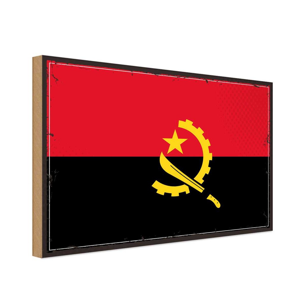 Holzschild 20x30 cm Angolas Angola Flagge Fahne Wappen