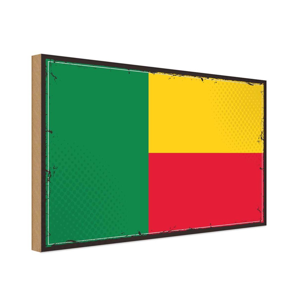 Holzschild 20x30 cm Benins Benin Flagge Fahne Wappen