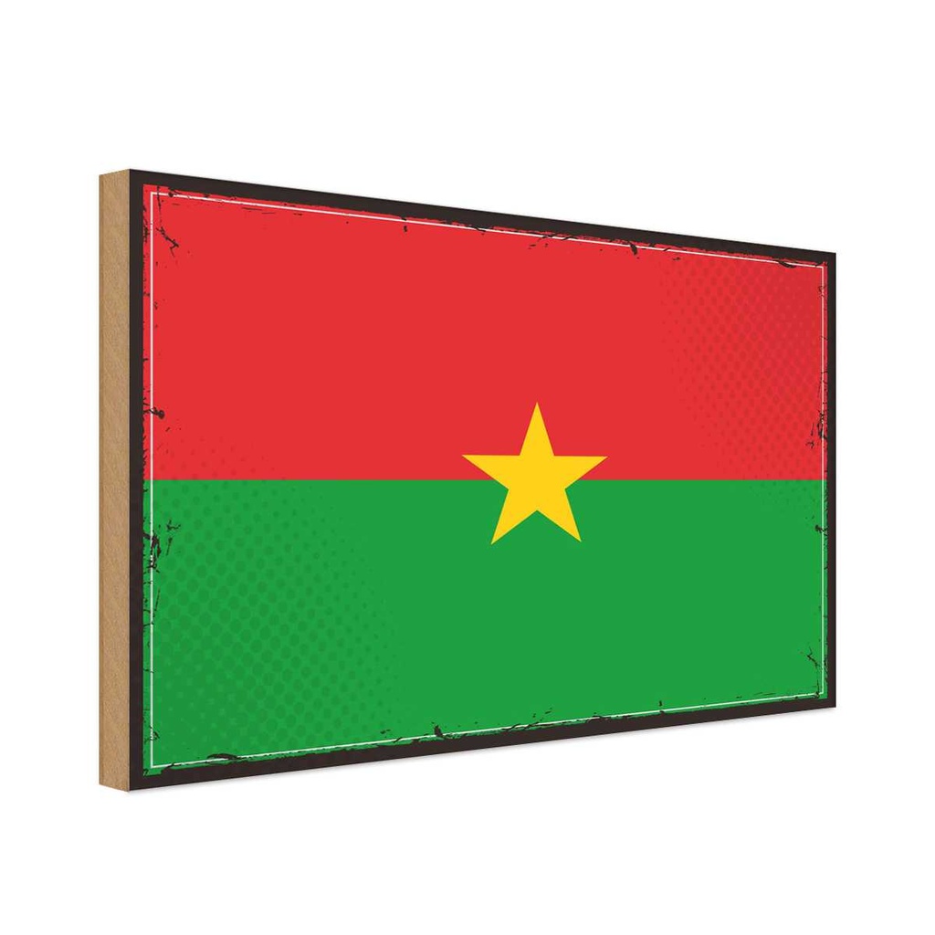 Holzschild 20x30 cm Burkina Fasos Faso Flagge Fahne Wappen
