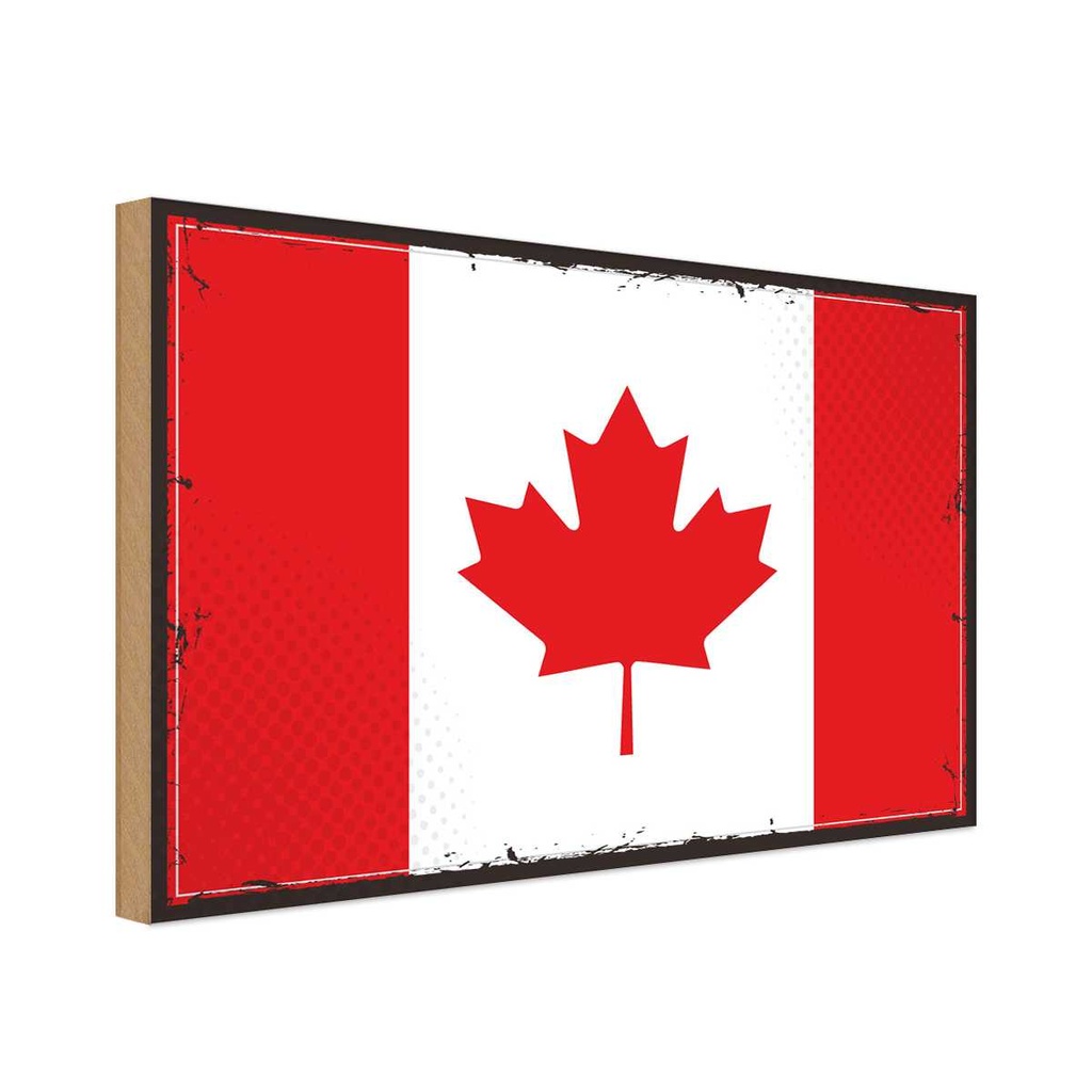 Holzschild 20x30 cm Kanadas Canada Flagge Fahne Wappen