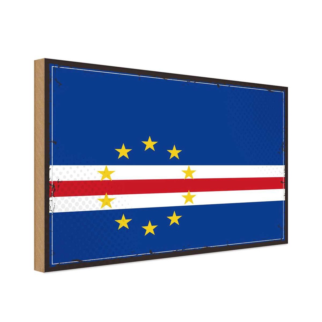 Holzschild 20x30 cm Kap Verde Cape Flagge Fahne Wappen