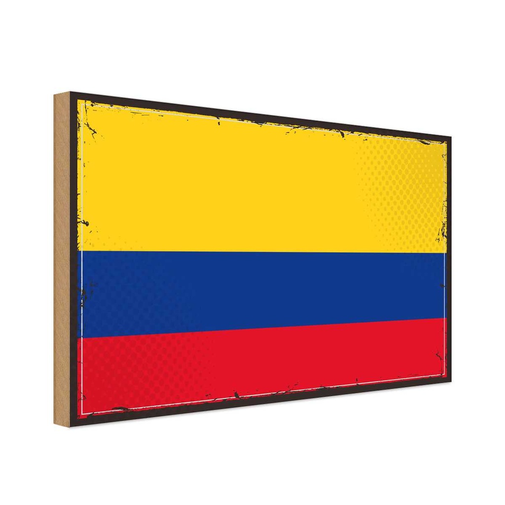 Holzschild 20x30 cm Kolumbiens Colombia Flagge Fahne Wappen