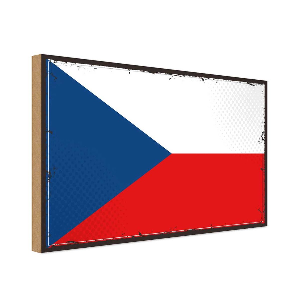 Holzschild 20x30 cm Tschechiens Czech Republic Flagge Fahne Wappen