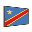 Holzschild 20x30 cm DR Kongo democratic Congo Flagge Fahne Wappen