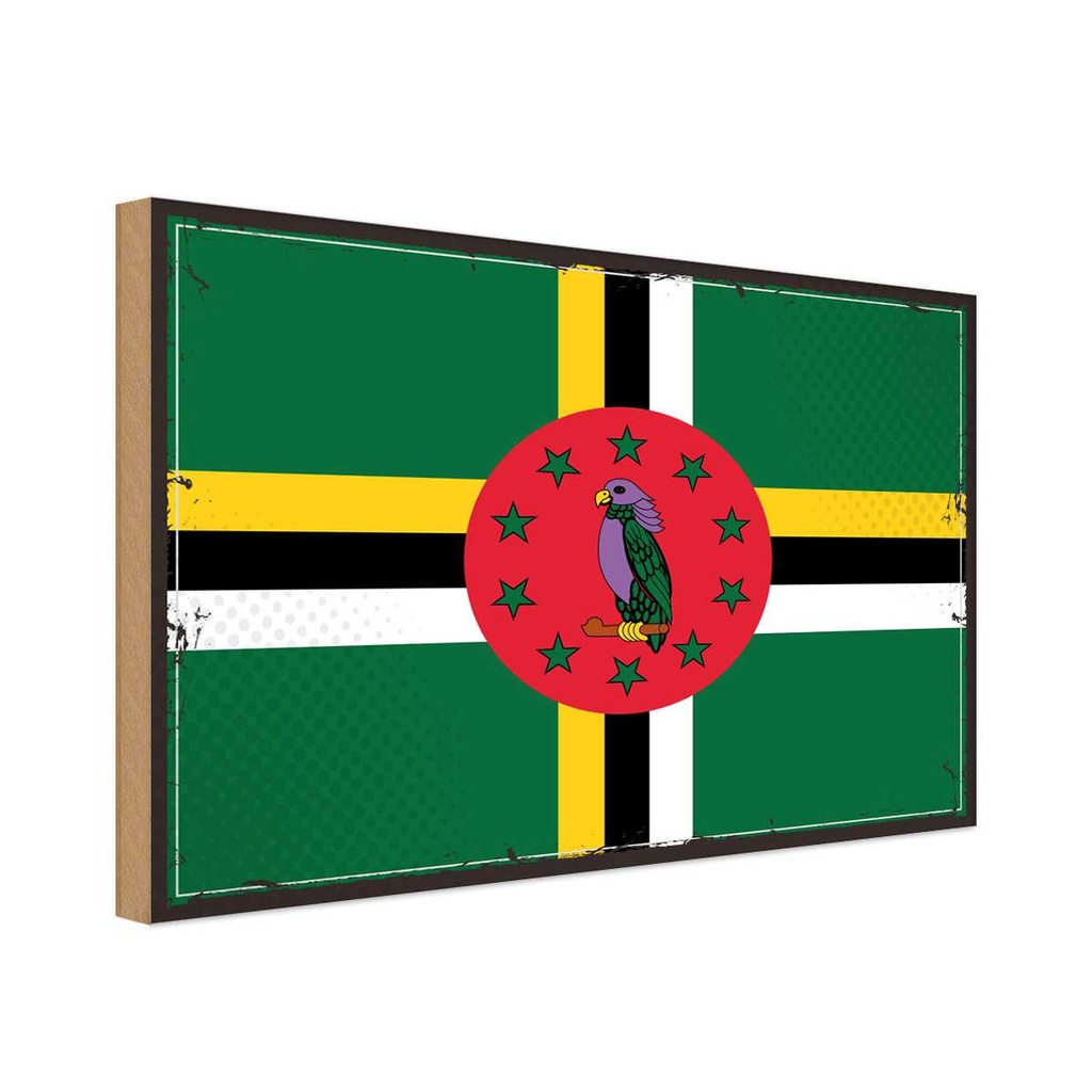 Holzschild 20x30 cm Dominicas Dominica Flagge Fahne Wappen