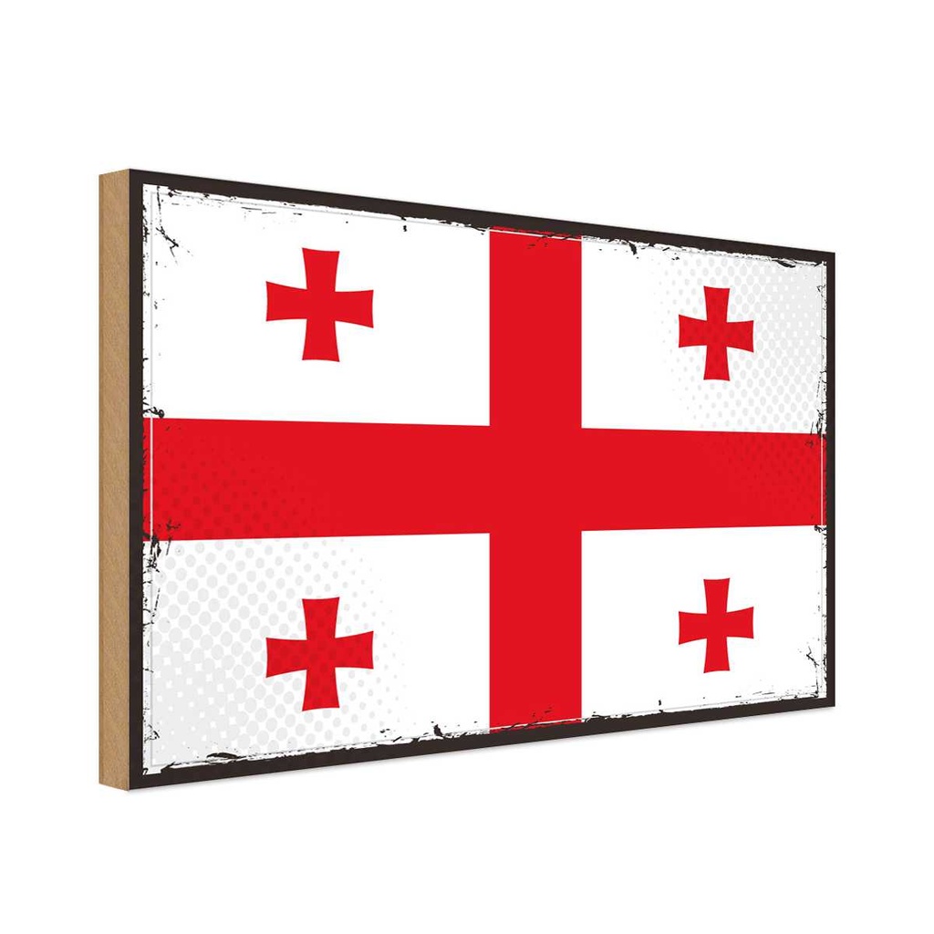 Holzschild 20x30 cm Georgiens Georgia Flagge Fahne Wappen