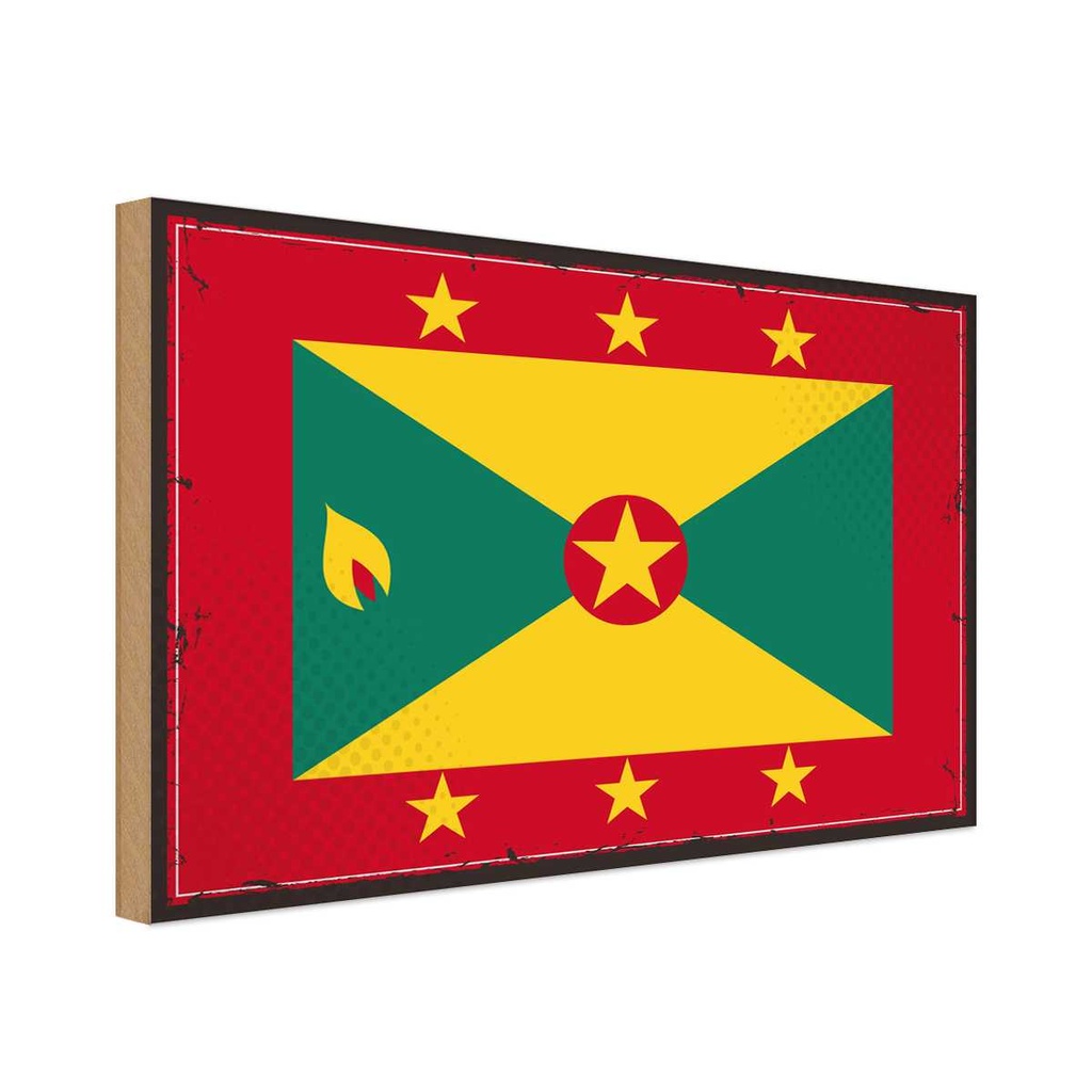 Holzschild 20x30 cm Grenadas Grenada Flagge Fahne Wappen