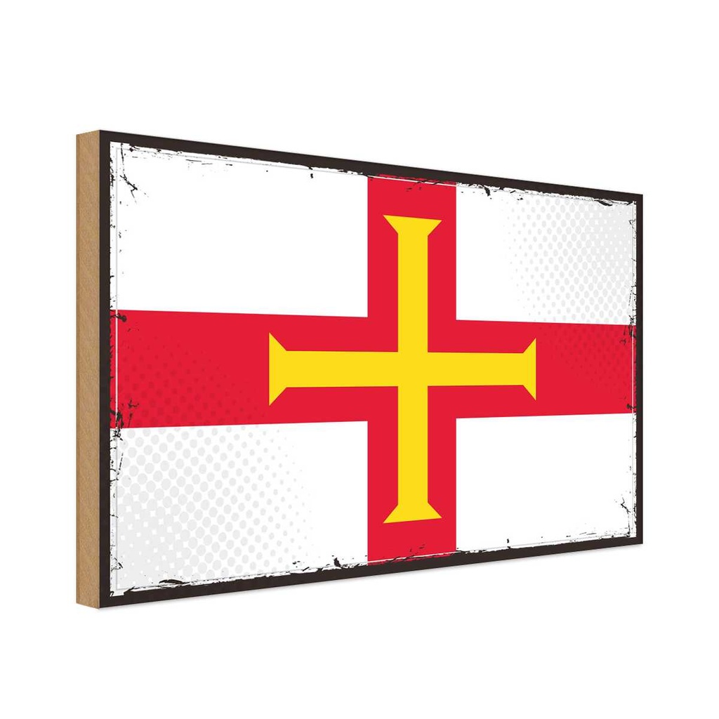 Holzschild 20x30 cm Guernseys Guernsey Flagge Fahne Wappen