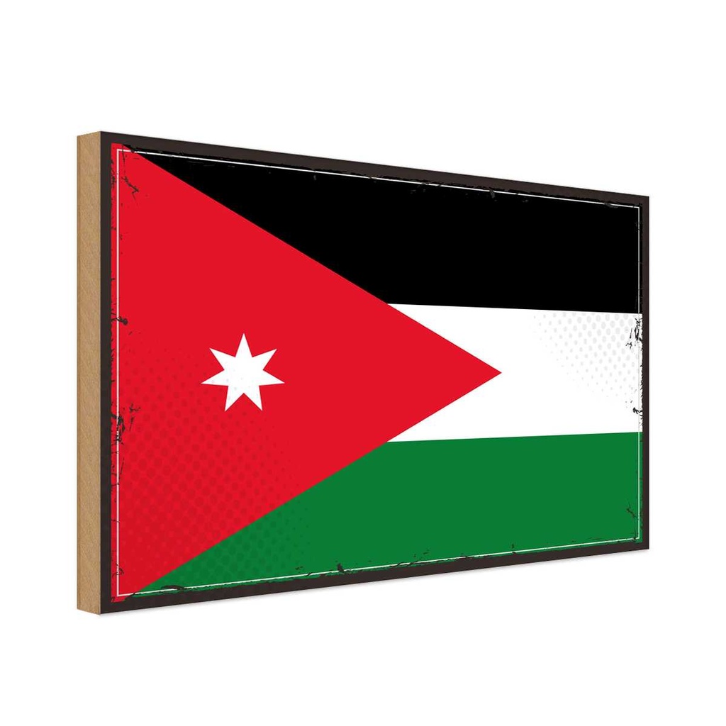 Holzschild 20x30 cm Jordaniens Jordan Flagge Fahne Wappen