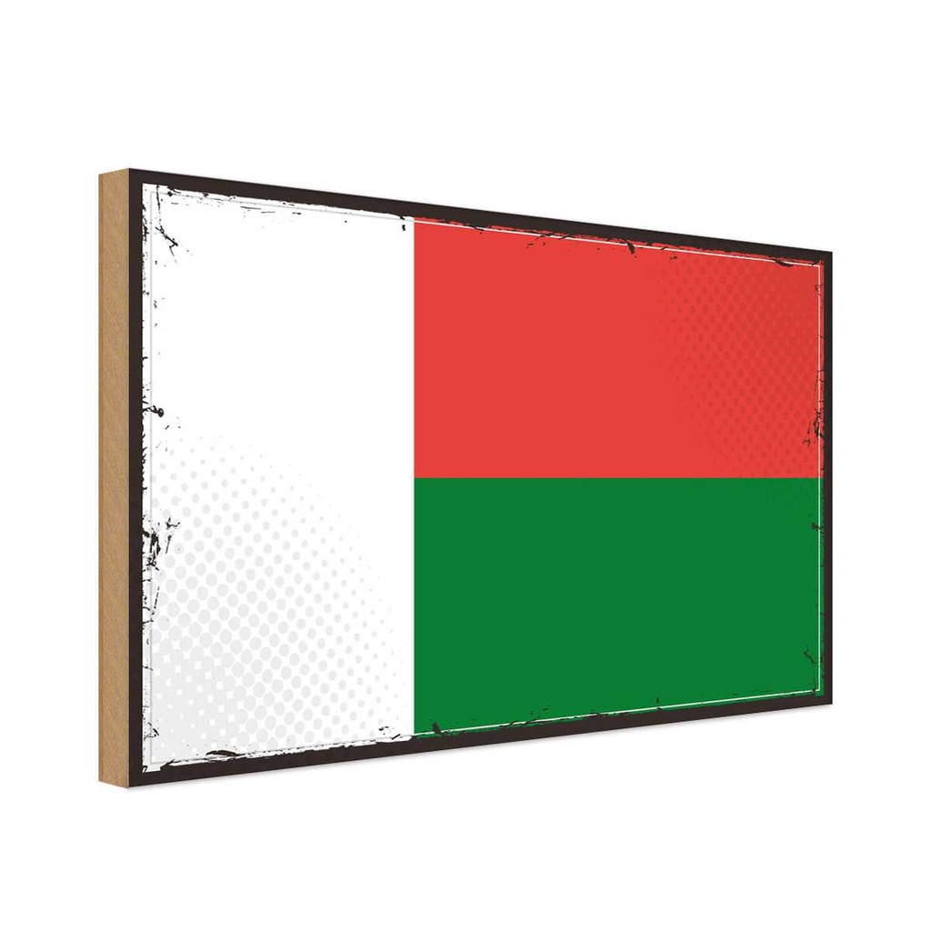 Holzschild 20x30 cm Madagaskars Madagascar Flagge Fahne Wappen