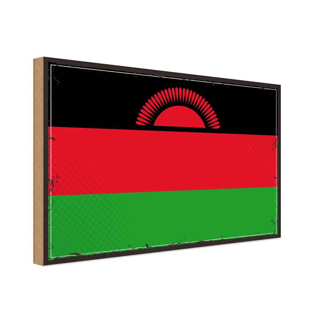 Holzschild 20x30 cm Malawis Malawi Flagge Fahne Wappen