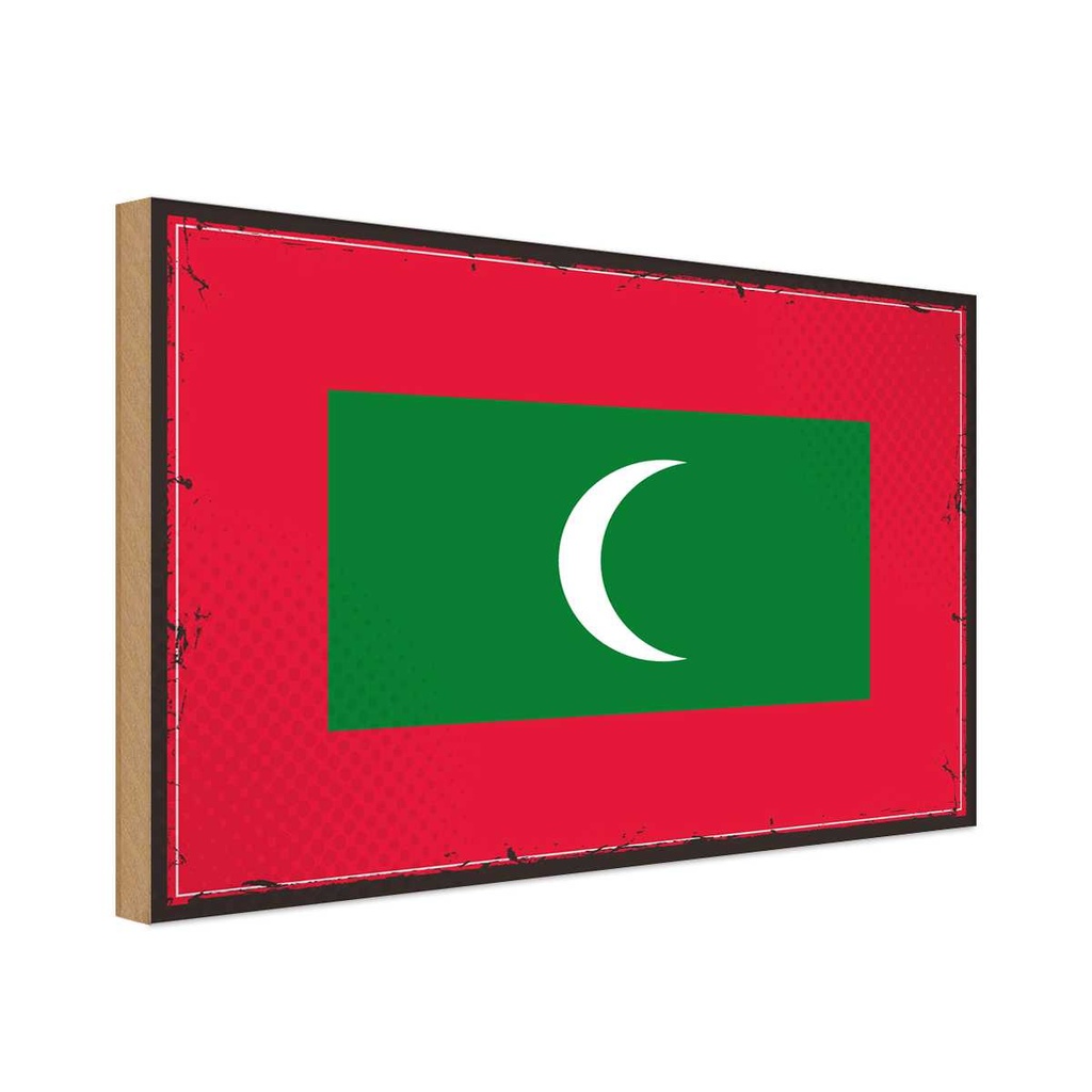 Holzschild 20x30 cm Malediven Maldives Flagge Fahne Wappen