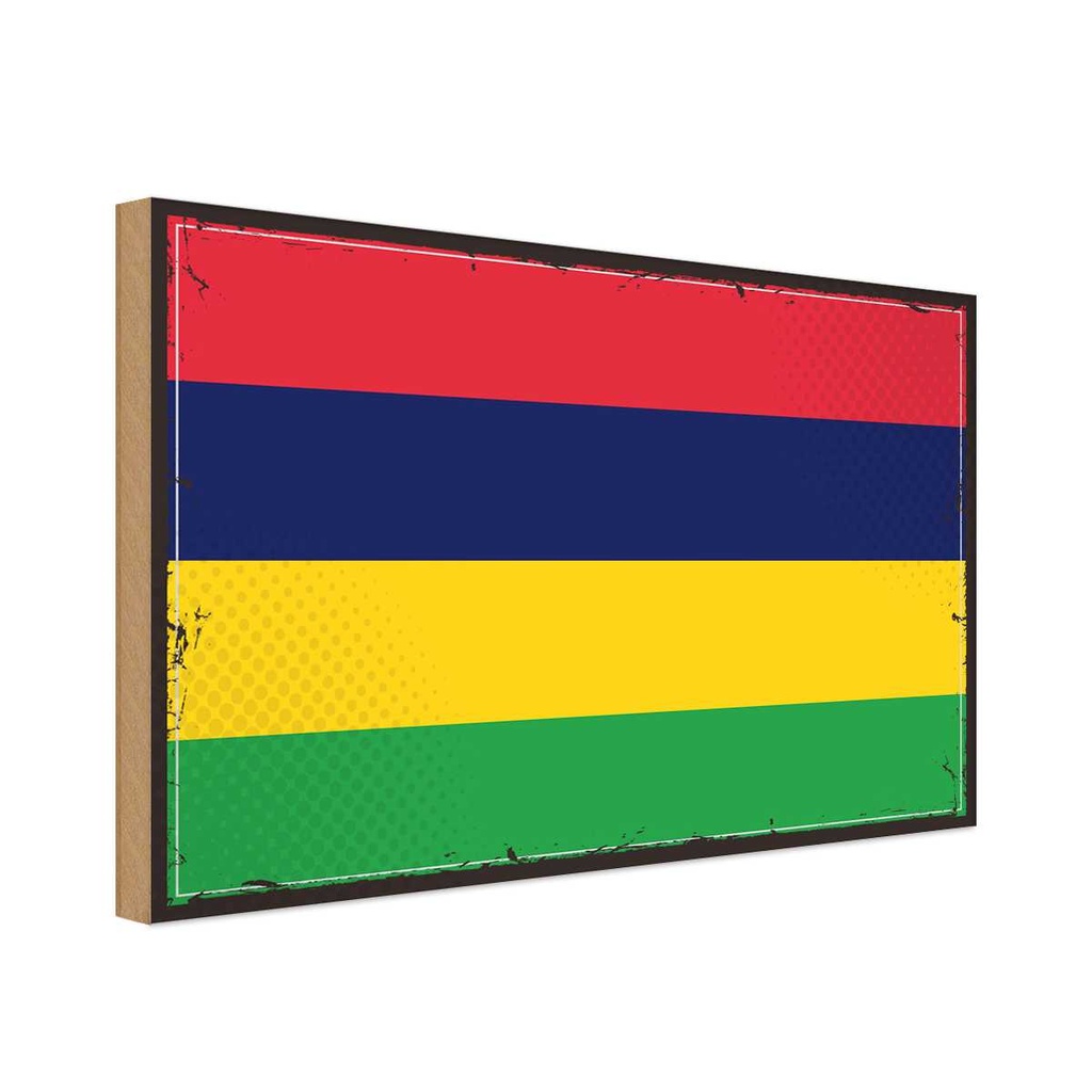Holzschild 20x30 cm Mauritius Flagge Fahne Wappen