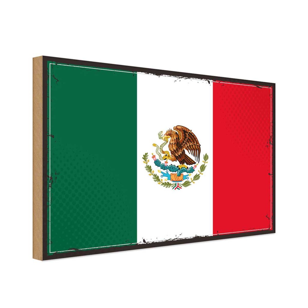 Holzschild 20x30 cm Mexikos Mexico Flagge Fahne Wappen