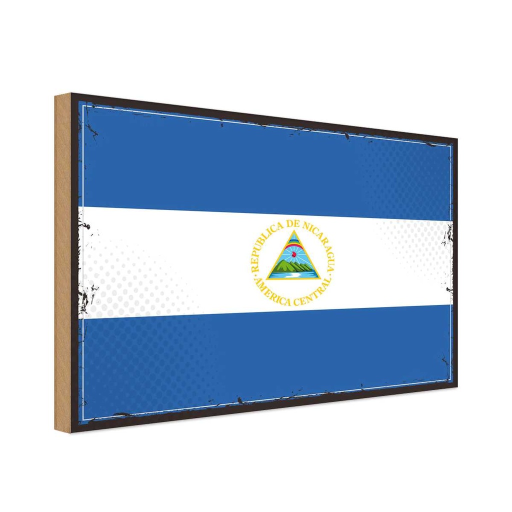 Holzschild 20x30 cm Nicaraguas Nicaragua Flagge Fahne Wappen