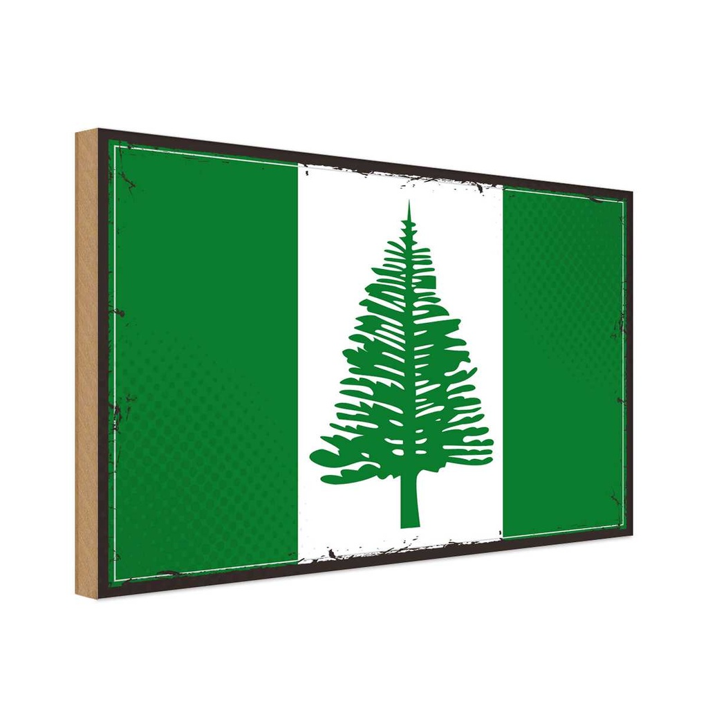 Holzschild 20x30 cm Norfolkinsel Flagge Fahne Wappen