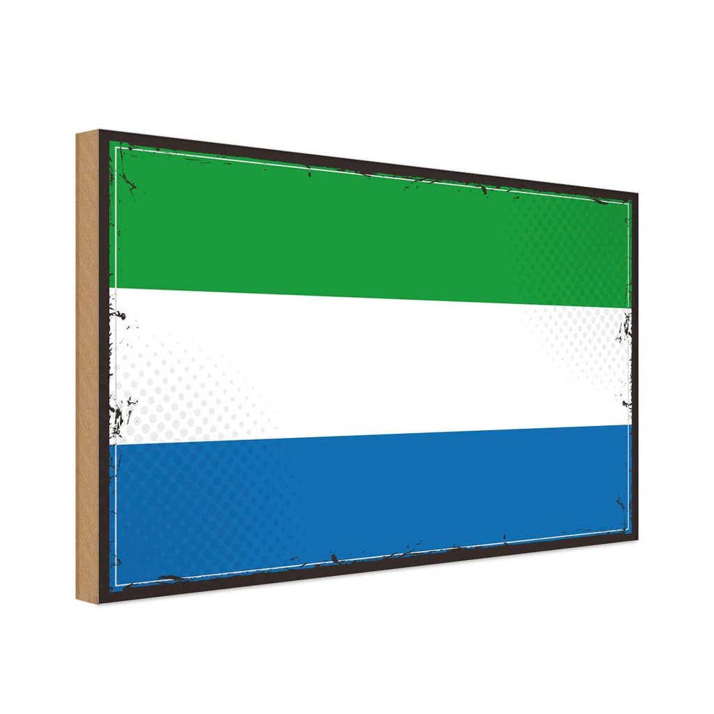 Holzschild 20x30 cm Sierra Leones Leone Flagge Fahne Wappen