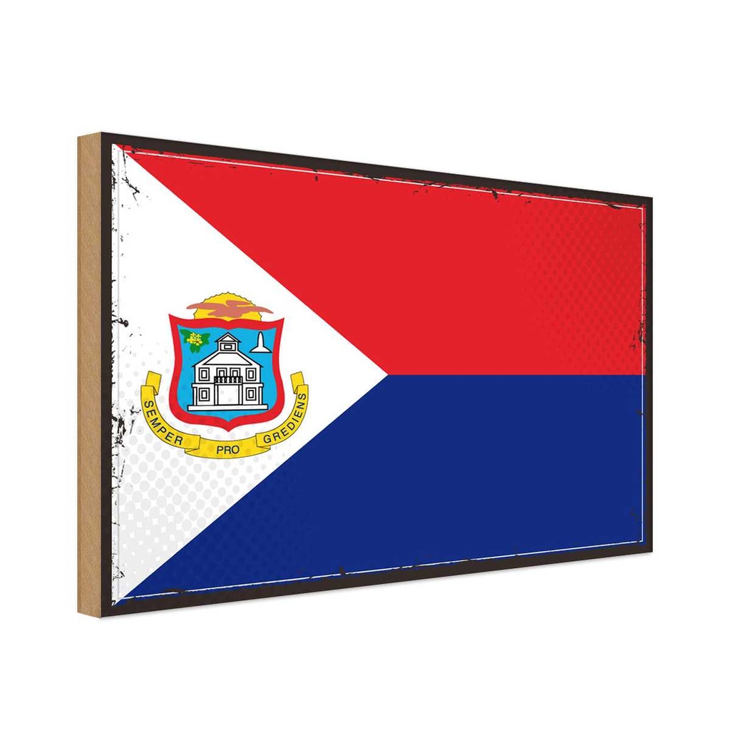 Holzschild 20x30 cm Sint Maartens Maarten Flagge Fahne Wappen