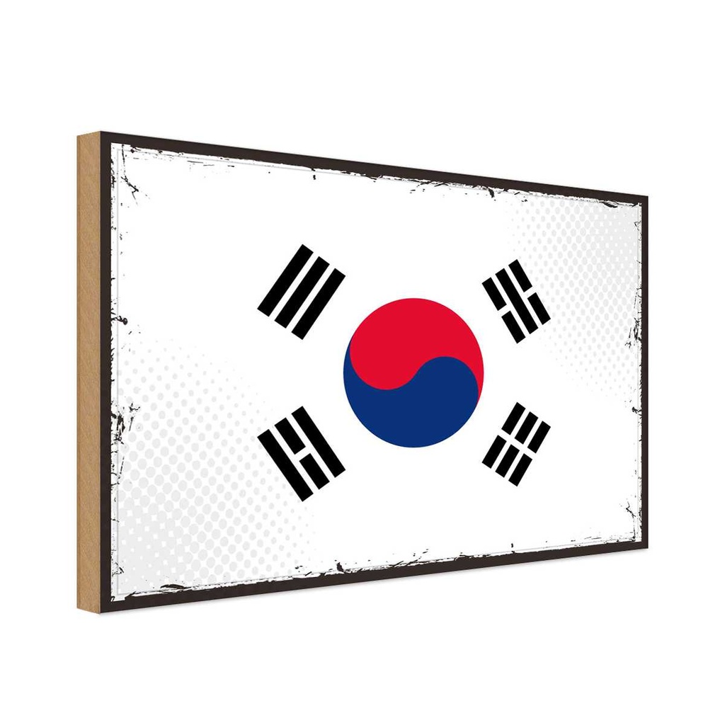 Holzschild 20x30 cm Südkoreas South Korea Flagge Fahne Wappen