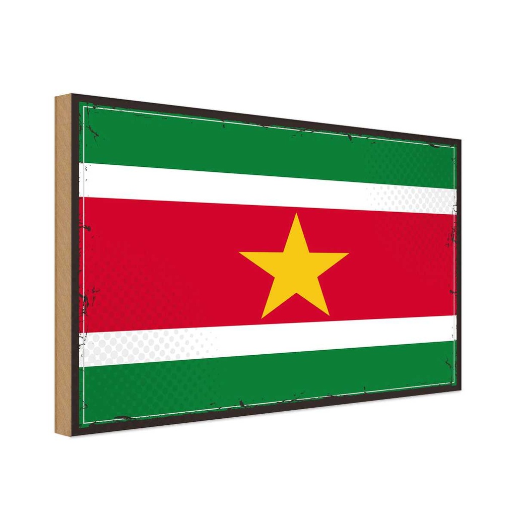 Holzschild 20x30 cm Surinames Suriname Flagge Fahne Wappen