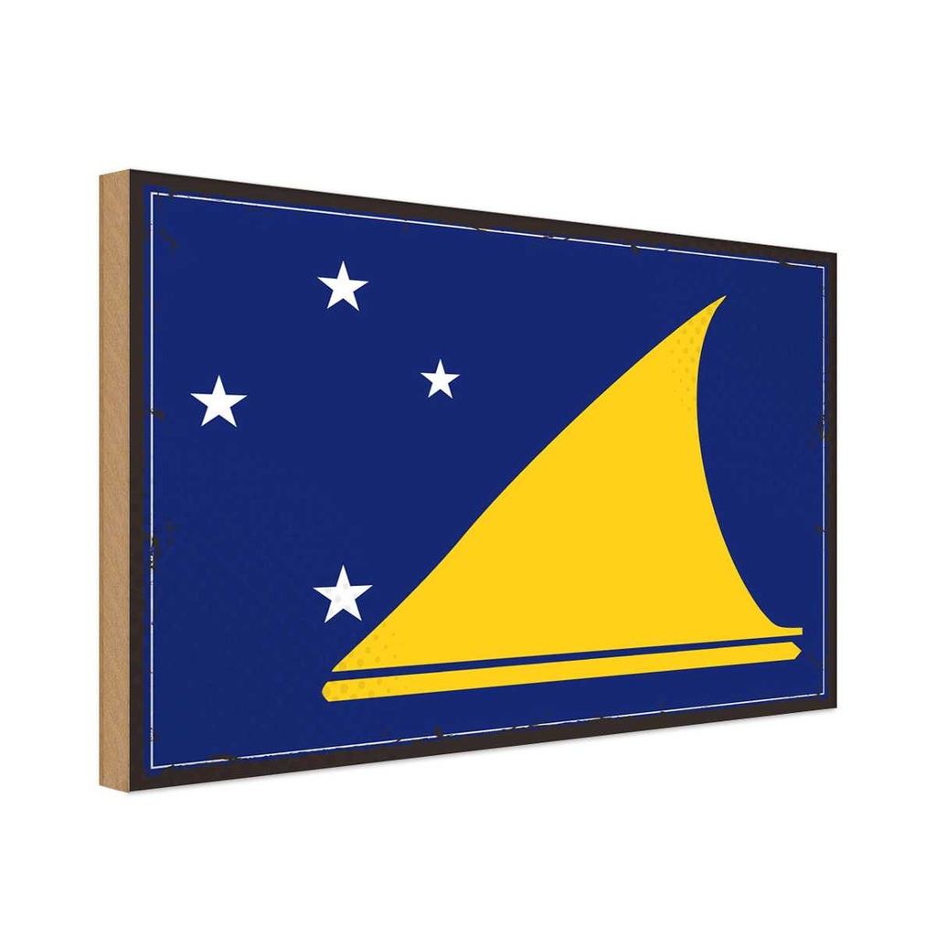 Holzschild 20x30 cm Tokelaus Tokelau Flagge Fahne Wappen