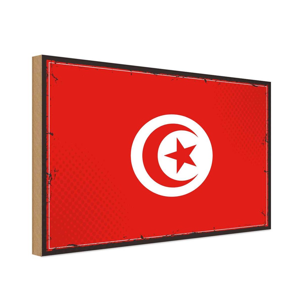 Holzschild 20x30 cm Tunesiens Tunisia Flagge Fahne Wappen