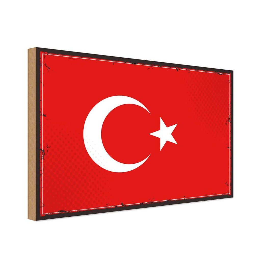 Holzschild 20x30 cm Türkei Turkey Flagge Fahne Wappen