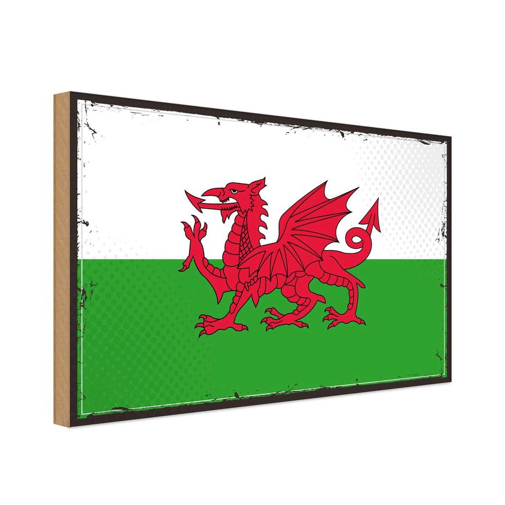 Holzschild 20x30 cm Wales Flagge Geburtstag Feiern Party