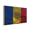 Holzschild 20x30 cm Andorra Andora Rost Flagge Fahne Wappen