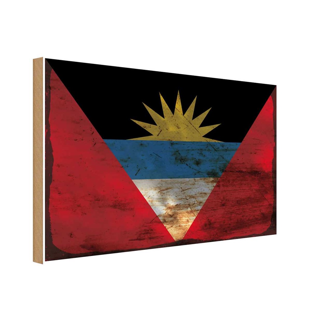 Holzschild 20x30 cm Antigua und Barbuda Rost Flagge Fahne Wappen