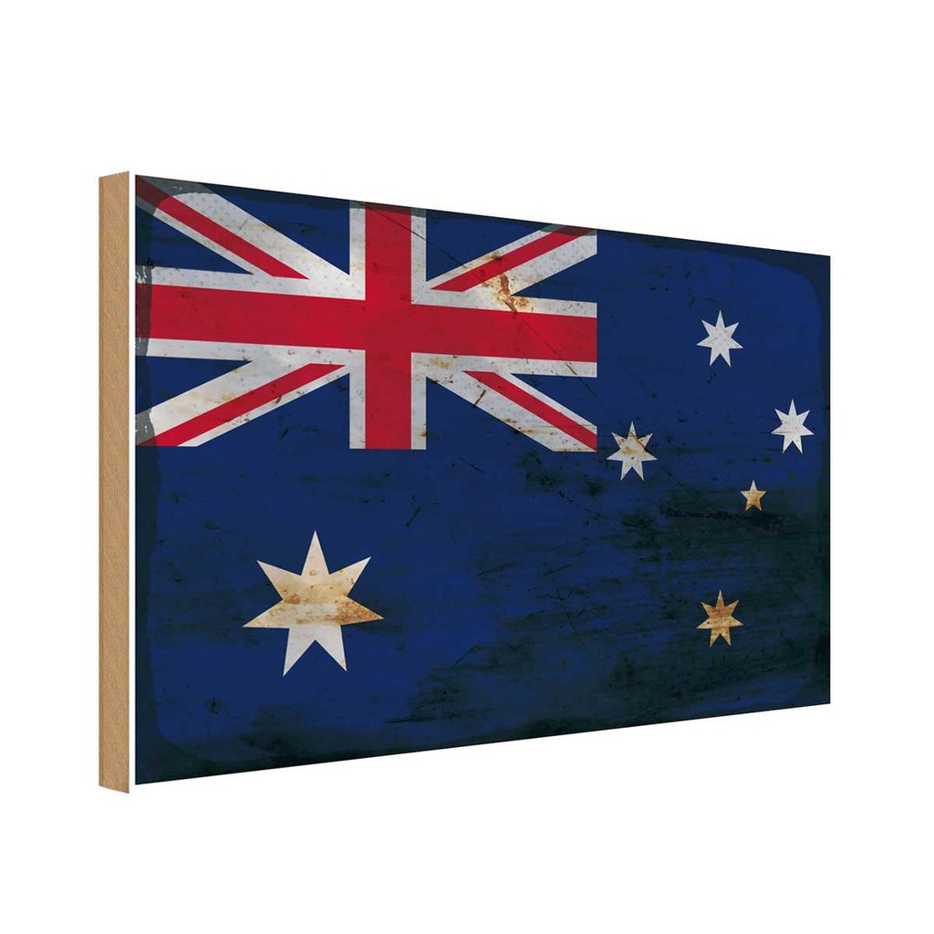 Holzschild 20x30 cm Australien Australia Rost Flagge Fahne Wappen