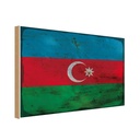Holzschild 20x30 cm Aserbaidschan Azerbaijan Rost Flagge Fahne Wappen