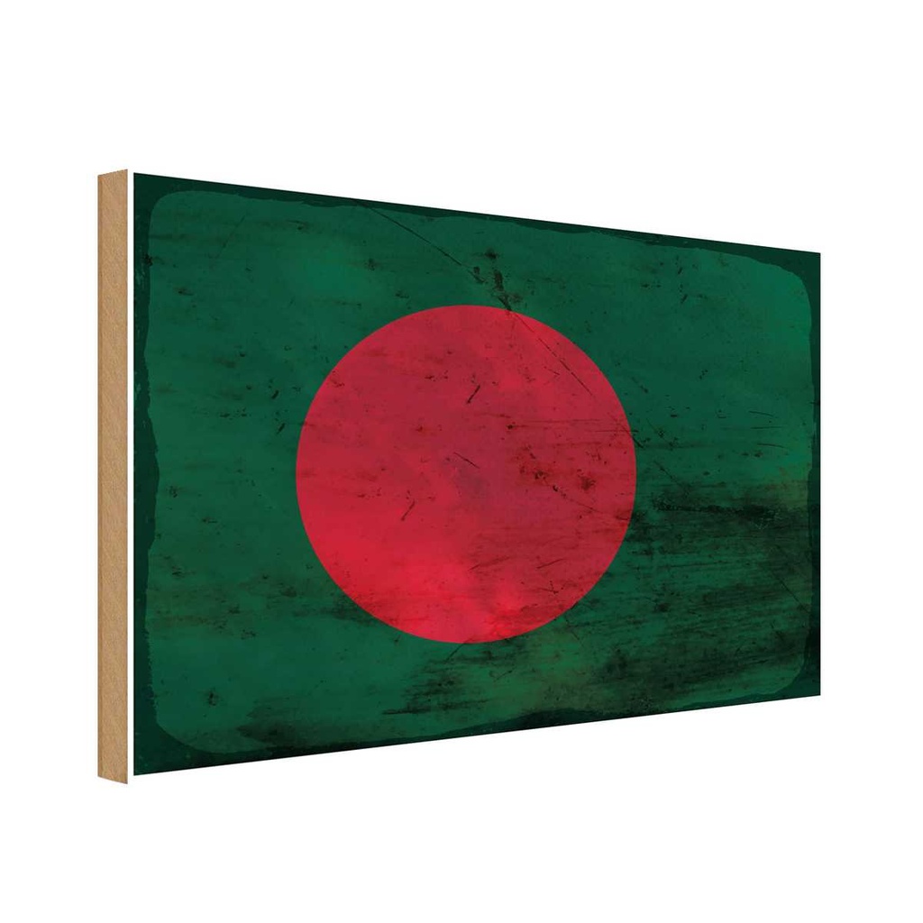 Holzschild 20x30 cm Bangladesch Bangladesh Rost Flagge Fahne Wappen