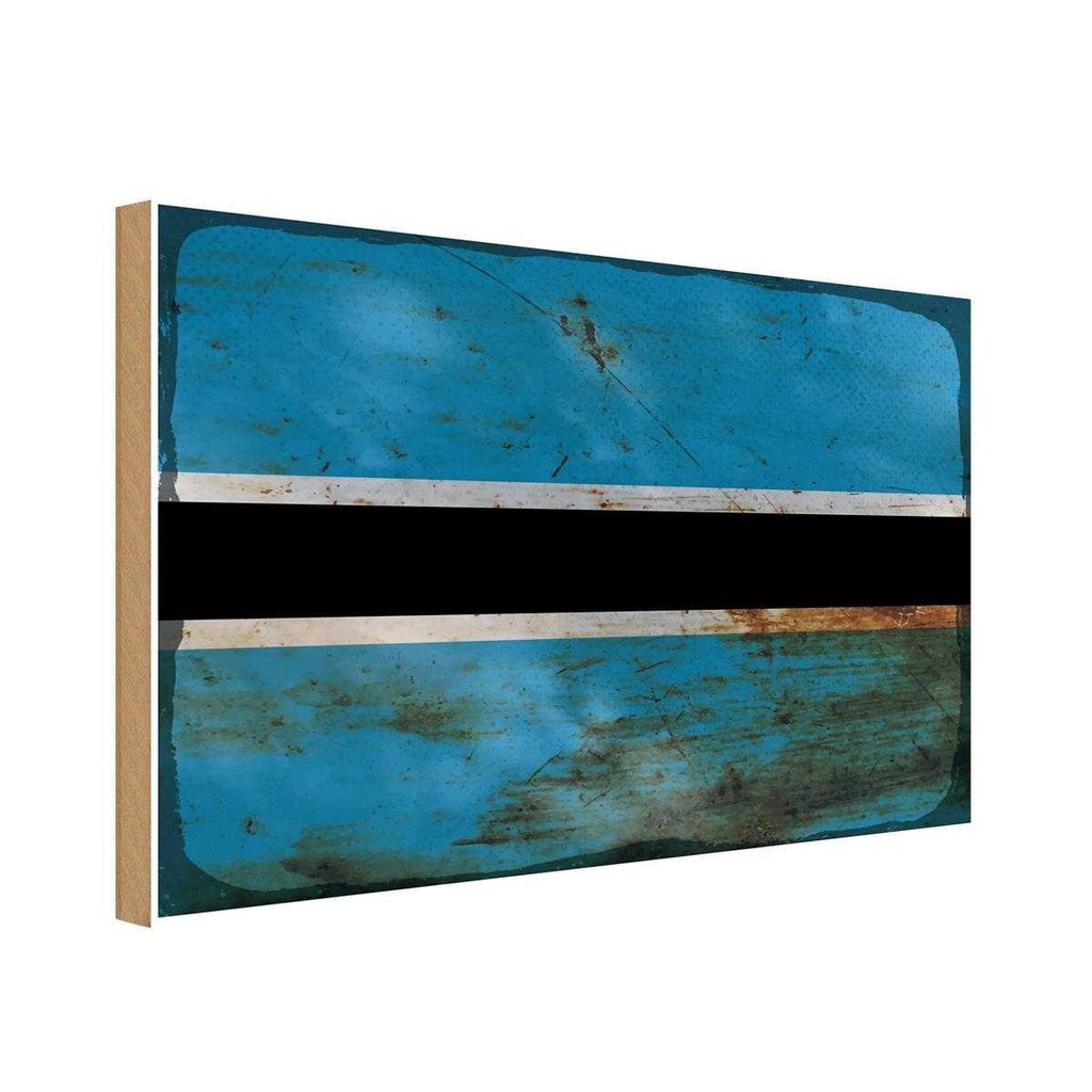 Holzschild 20x30 cm Botswana Rost Flagge Fahne Wappen