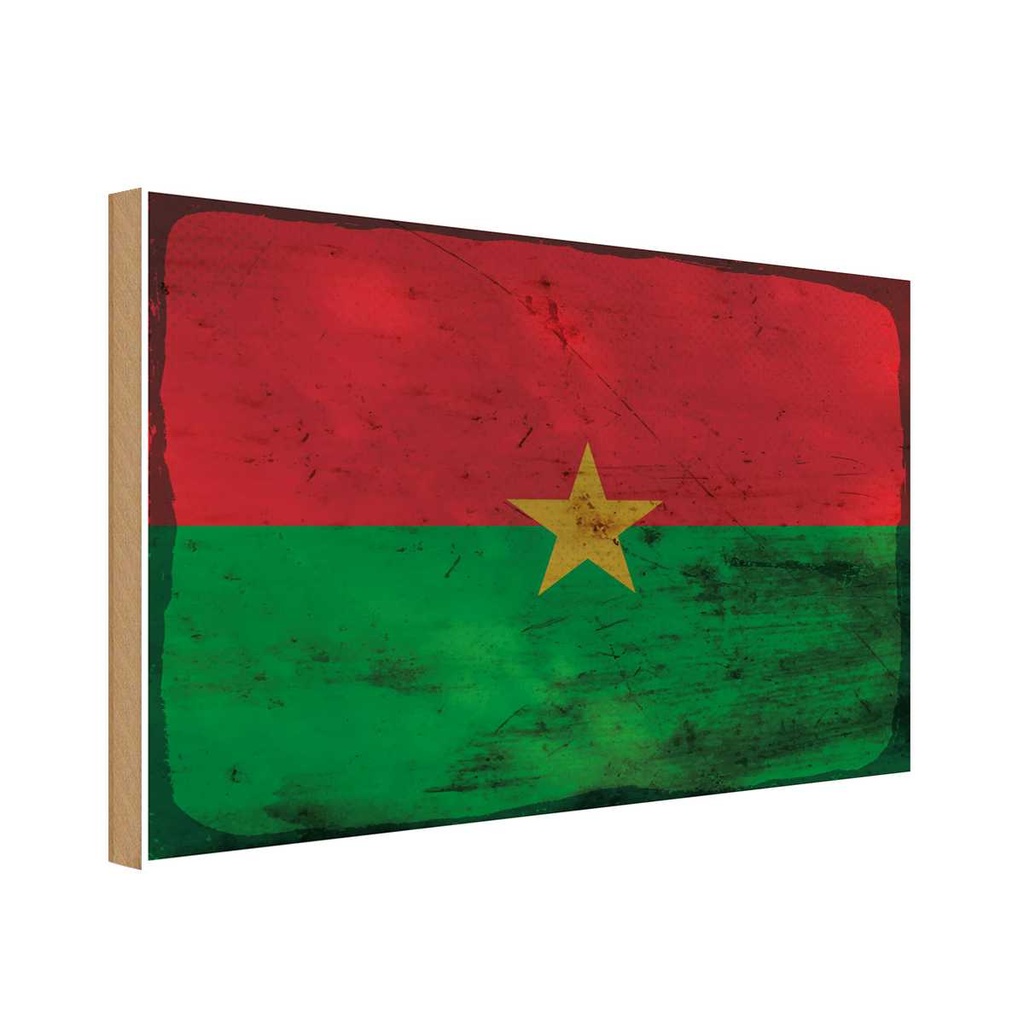 Holzschild 20x30 cm Burkina Faso Rost Flagge Fahne Wappen