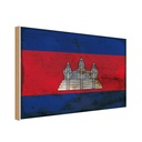 Holzschild 20x30 cm Kambodscha Cambodia Rost Flagge Fahne Wappen